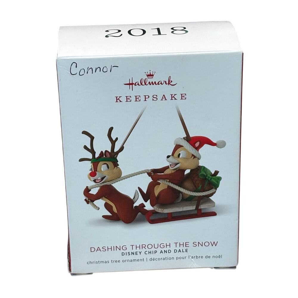 Hallmark Christmas Ornament 2018 Disney Chip and Dale Dashing Through the Snow